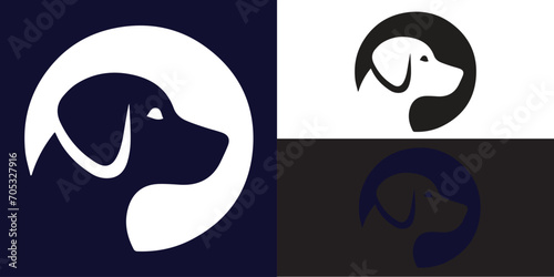 The dog silhouette logo is suitable for logos for veterinary clinics, animal care homes © Ikitah