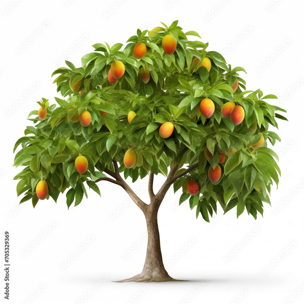 Mango tree isolated on white background. Ai Generated Mango tree isolated on white background. Ai Generated