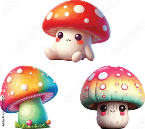 A cute collection of brightly colored mushrooms