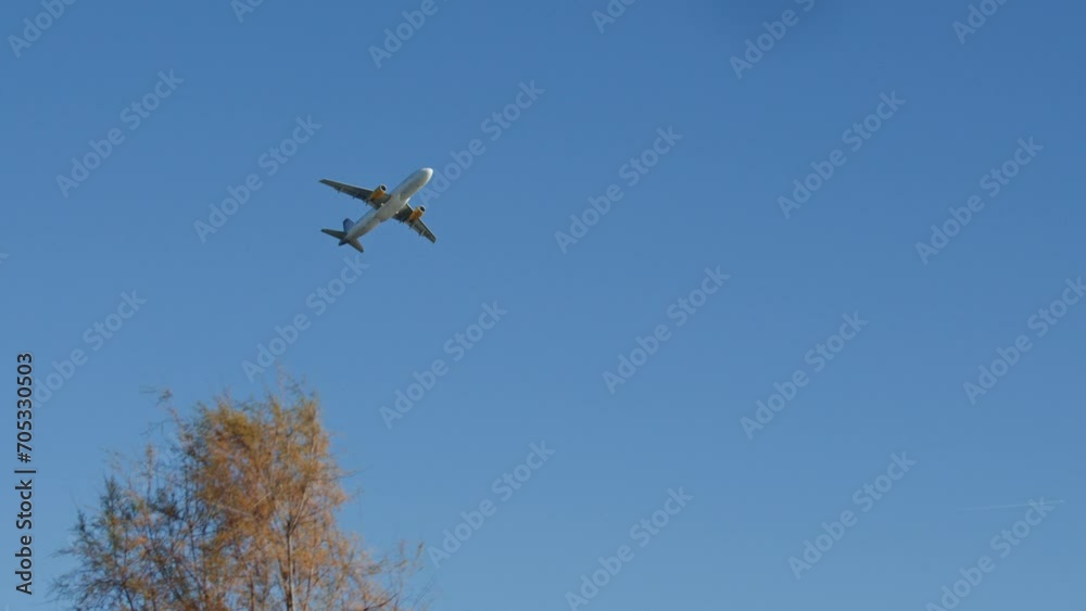 Airplane landing to airport runway at sunset, plane arrivals, international airport spotting, boarding of big passengers international flight. Airplane landing to airport runway at sunset, plane arrivals, international airport spotting, boarding of big passengers international flight.
