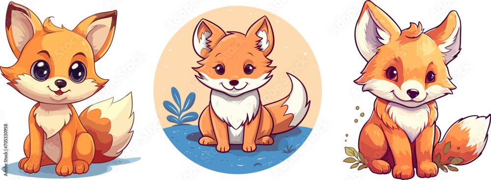 fox clipart collection vector on white background