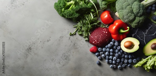 A variety of fresh vegetables and fruits photo