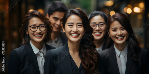 A Group of Young Asian Business Women in Elegant Business Suits