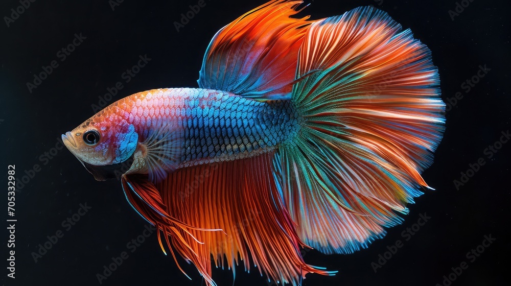 Multi color Siamese fighting fish(Rosetail)(halfmoon),fighting fish,Betta splendens,on nature background Multi color Siamese fighting fish(Rosetail)(halfmoon),fighting fish,Betta splendens,on nature background