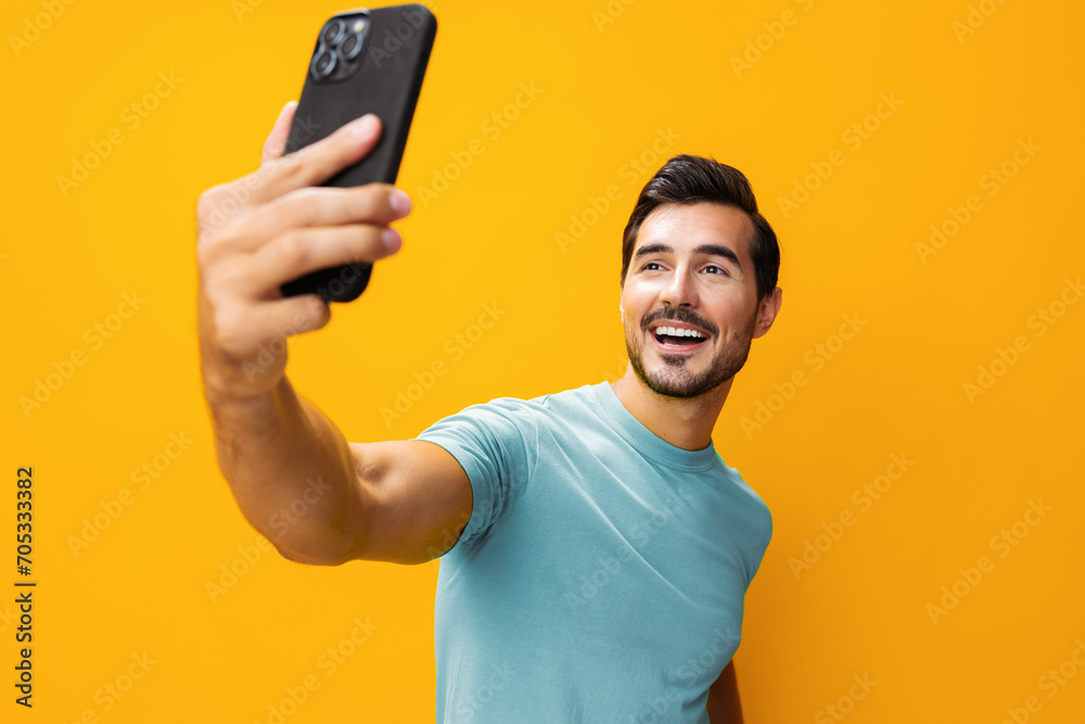 Man portrait cyberspace phone smartphone smiling Man portrait cyberspace phone smartphone smiling