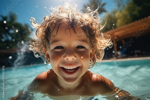 Ecstatic Kid Having Fun in Swimming Pool © Adobe Contributor