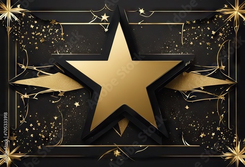 Gold star invitation cover design set Luxury starry pattern on black background stock illustrationStar Shape Backgrounds Award Invitation