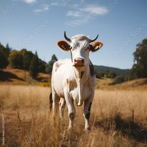 Holstein cow standing in a lush green field