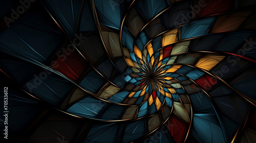 An abstract geometric pattern, in the style of dark, foreboding colors, focus stacking