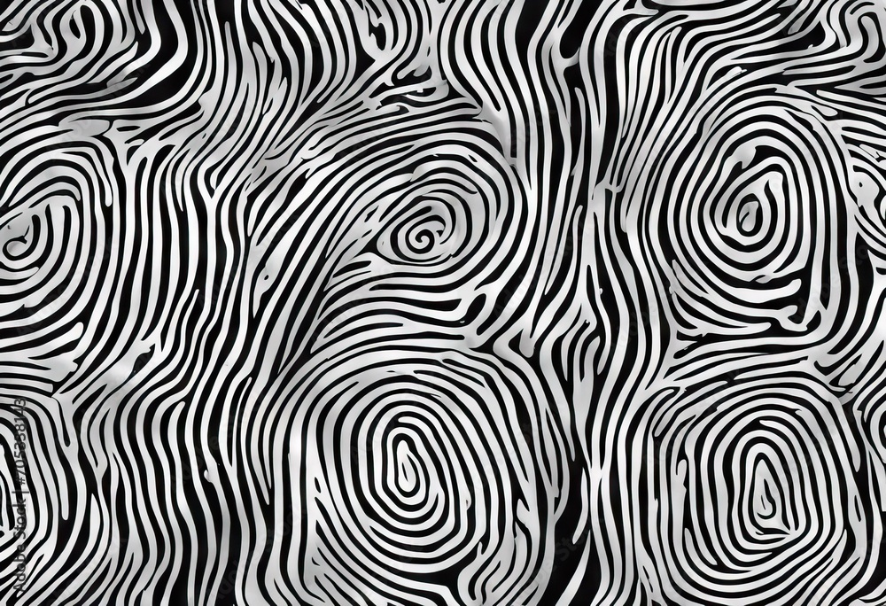 Seamless finger print Black and white macro pattern Unique thumbs marks Personal biometric data Scanning technology Police evidence Vector background with curved lines and curls stock