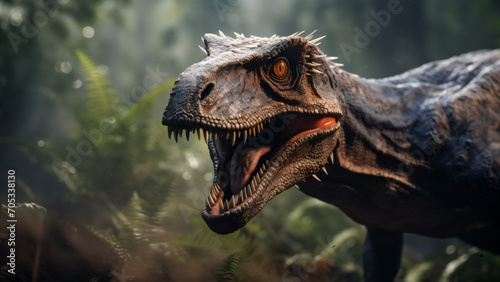 Velociraptor in its natural environment. Generative AI. © Lars
