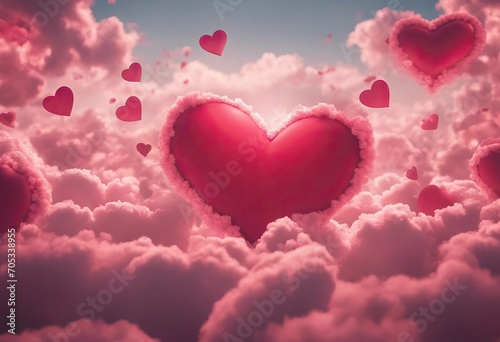 Valentine's Day Heart Love Clouds stock illustrationValentine's Day Holiday Heart Shape Backgrounds Border Frame Love