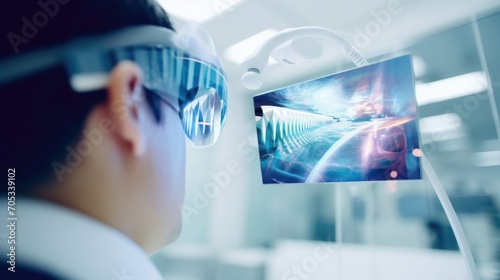 Closeup of a tooth being digitally manipulated in 3D on a patients AR headset.
