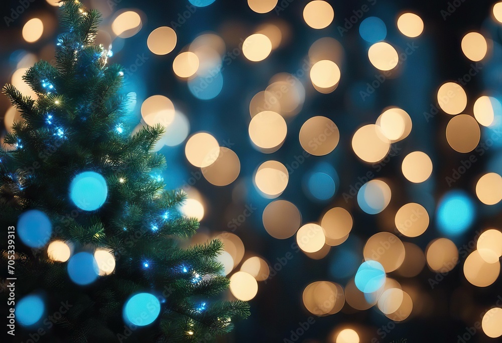 Obraz premium Blurred christmas tree blue lights loopable stock videoChristmas Backgrounds Christmas Tree Holiday Event Christmas