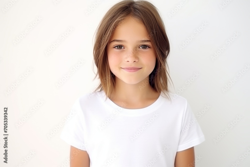 Portrait of a cute little girl in a white t-shirt Portrait of a cute little girl in a white t-shirt
