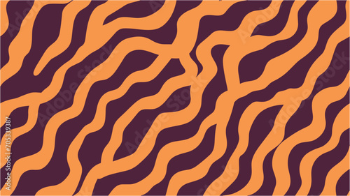 Vector tiger pattern. Animal abstract skin seamless pattern. Groovy poster y2k retro background for print design. Neon glow. Simple vector illustration.