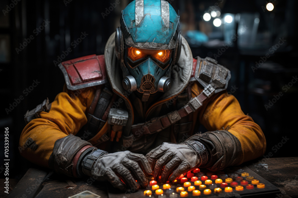 Naklejka premium A depiction of a cosplayer portraying a character from a favorite game, showcasing the intersection of gaming and fandom. Generative Ai.