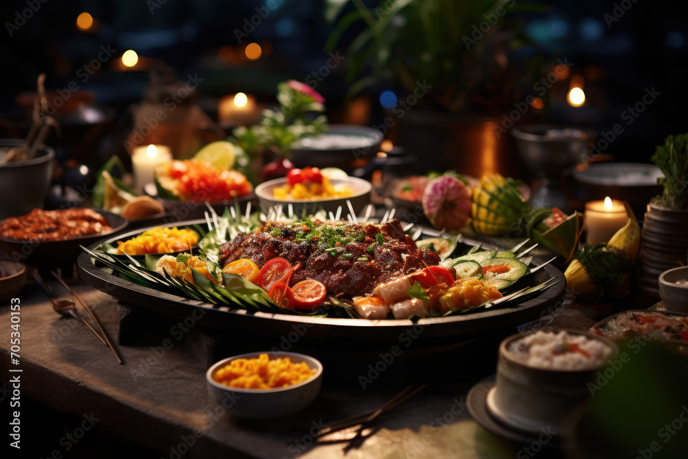 A cultural fusion event blending Hawaiian and Asian influences in a unique culinary collaboration. Generative Ai. A cultural fusion event blending Hawaiian and Asian influences in a unique culinary collaboration. Generative Ai.