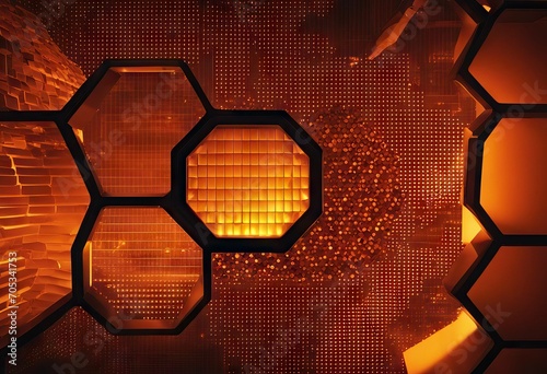 Wallpaper Mural Abstract dark hexagon pattern on orange neon background technology style Modern futuristic honeycomb concept stock videoBackgrounds Hexagon Black Color Abstract Orange Torontodigital.ca