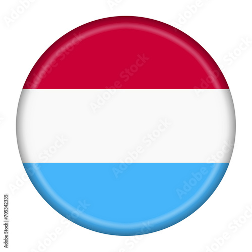 Luxembourg flag button 3d illustration with clipping path