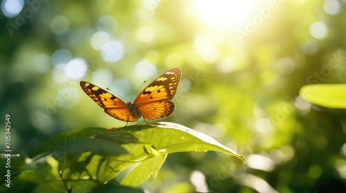 Closeup of a fluttering erfly resting on a leaf, symbolizing the delicate and peaceful nature of mindfulness. photo