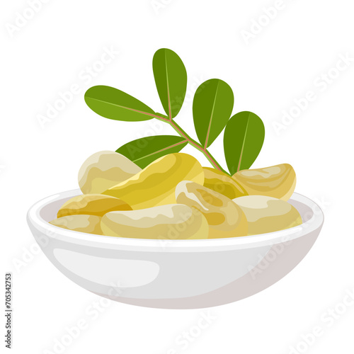 Vector illustration, mastic gum in a white bowl, also known as Chios tears, isolated on a white background.