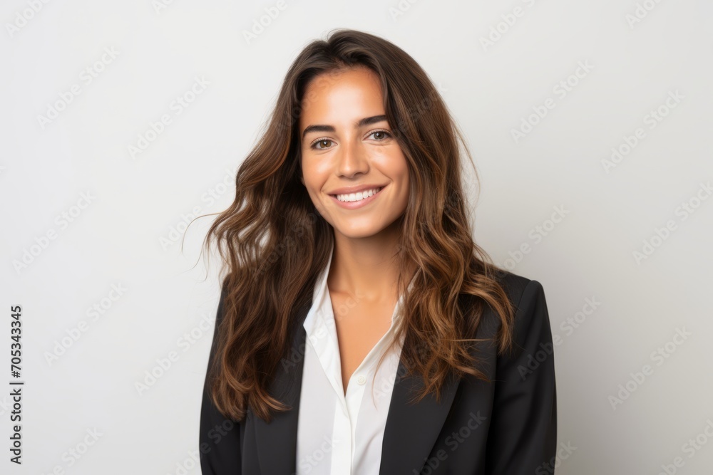 Portrait of a happy young business woman smiling and looking at camera Portrait of a happy young business woman smiling and looking at camera