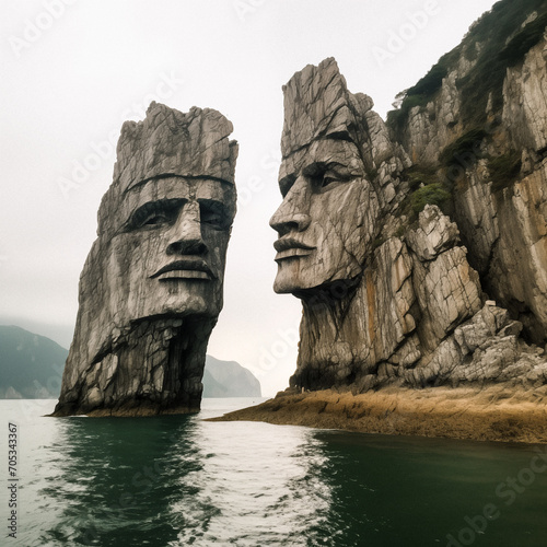 AI-Generated Pareidolia: Cliffs Resembling Faces © Uolir