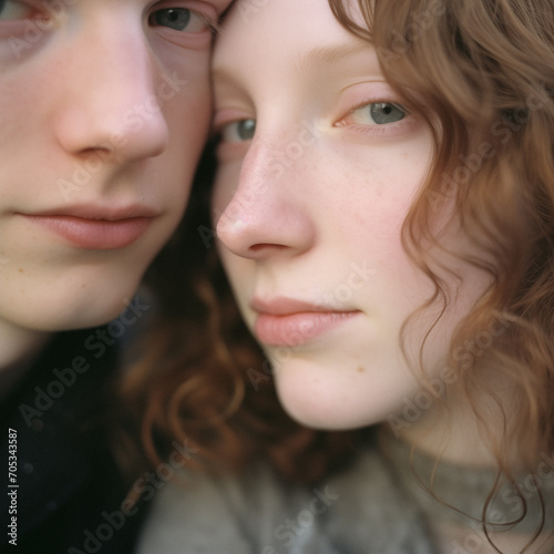 AI-Generated Portrait of Teenage Couple