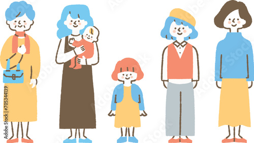 色々な年代の女性たちのセット_色