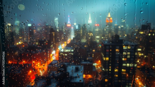 lights in the rainy city night