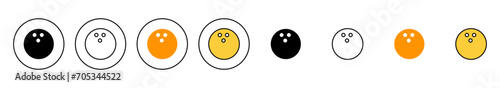 Bowling icon set vector. bowling ball and pin sign and symbol.