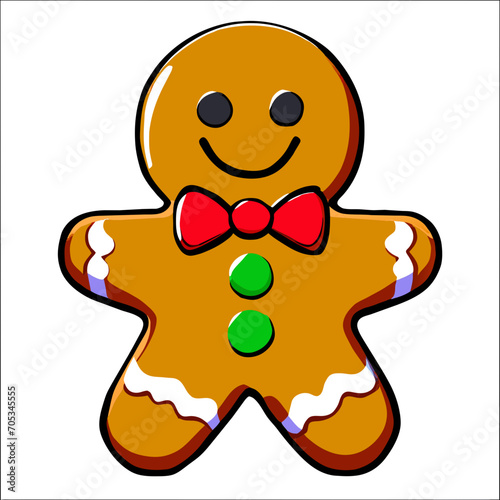 Gingerbread man. New year cookies  sweets. Cute christmas gingerbread man in flat style isolated on white background. Christmas icon. Holiday winter symbols. Festive treats. Vector illustration.  