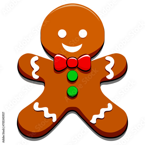 Gingerbread man. New year cookies, sweets. Cute christmas gingerbread man in flat style isolated on white background. Christmas icon. Holiday winter symbols. Festive treats. Vector illustration.	
