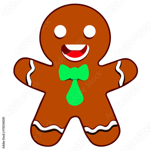 Gingerbread man. New year cookies, sweets. Cute christmas gingerbread man in flat style isolated on white background. Christmas icon. Holiday winter symbols. Festive treats. Vector illustration