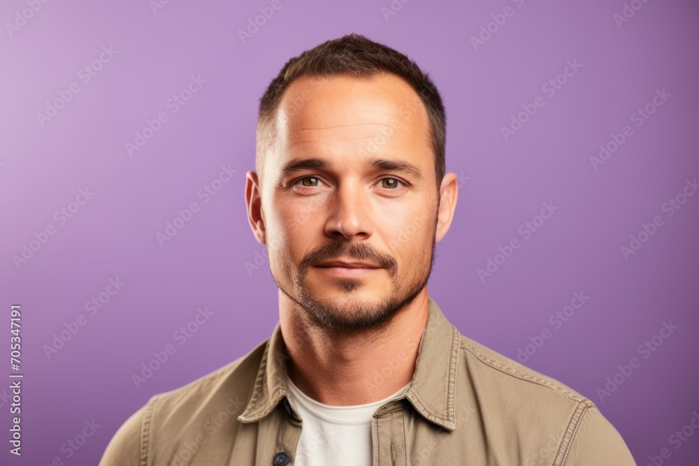 Portrait of a handsome young man on a purple background. Men's beauty, fashion. Portrait of a handsome young man on a purple background. Men's beauty, fashion.