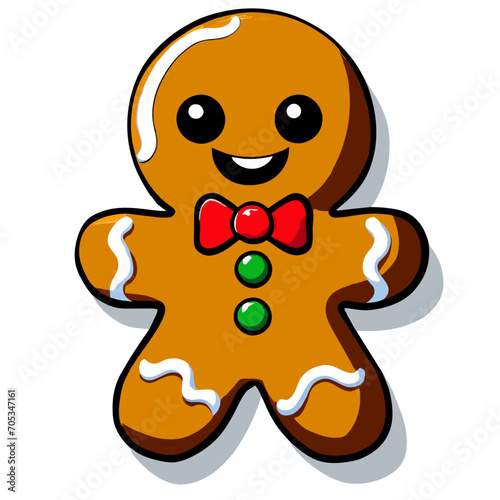 Gingerbread man. New year cookies  sweets. Cute christmas gingerbread man in flat style isolated on white background. Christmas icon. Holiday winter symbols. Festive treats. Vector illustration