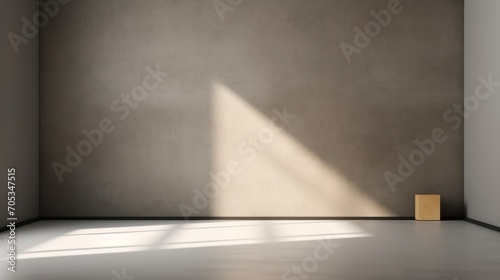 abstract. minimalistic background for product presentation. walls in large empty room. can full of sunlight. Loft wall or minimalist wall. Shadow, light from windows to plaster wall.