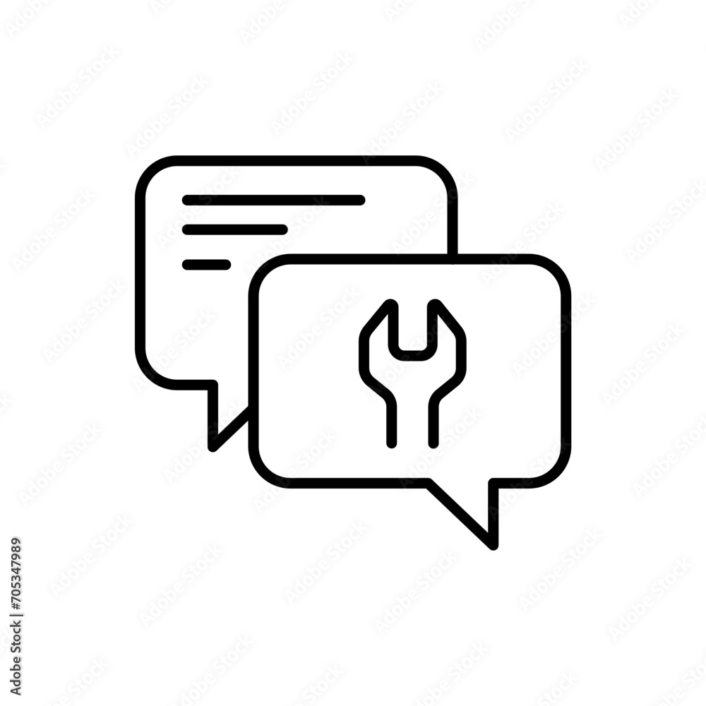 Chat support outline icons, minimalist vector illustration ,simple transparent graphic element .Isolated on white background - obrazy, fototapety, plakaty 