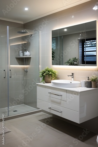 Ensuite bathroom with large shower and vanity