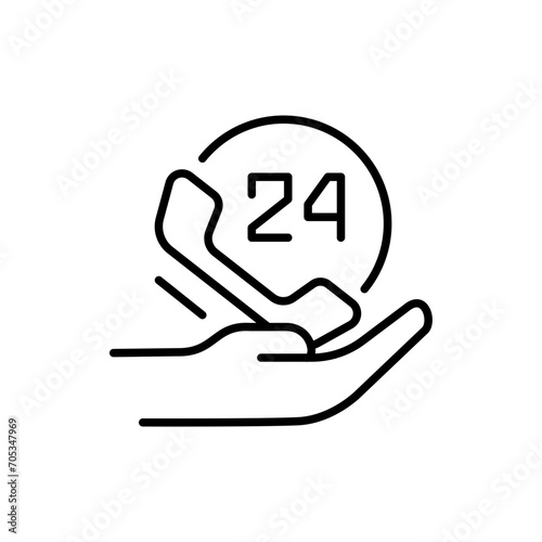 Wallpaper Mural 24 hour support outline icons, minimalist vector illustration ,simple transparent graphic element .Isolated on white background Torontodigital.ca