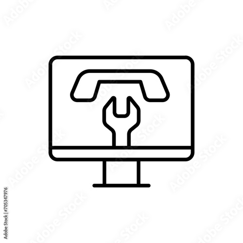 Monitor repair outline icons, minimalist vector illustration ,simple transparent graphic element .Isolated on white background