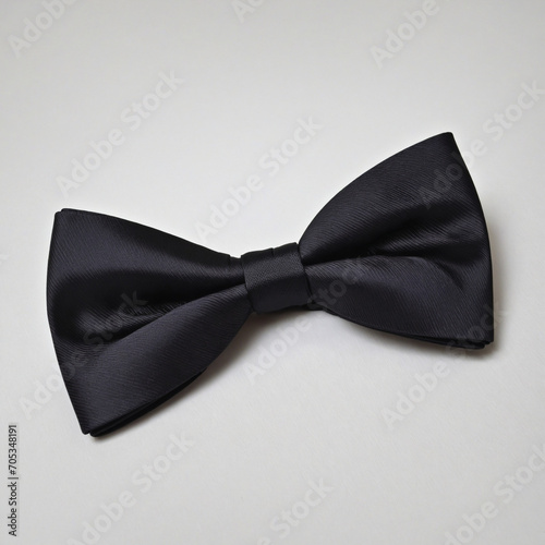 Black bow tie on transparent or white background, PNG