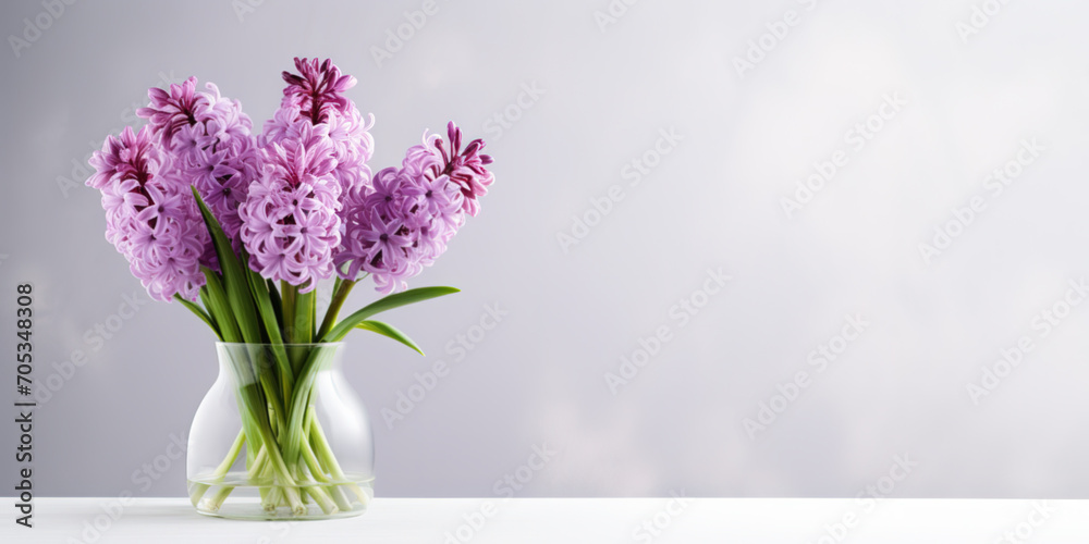 Spring hyacinths in a vase on a light background Spring hyacinths in a vase on a light background