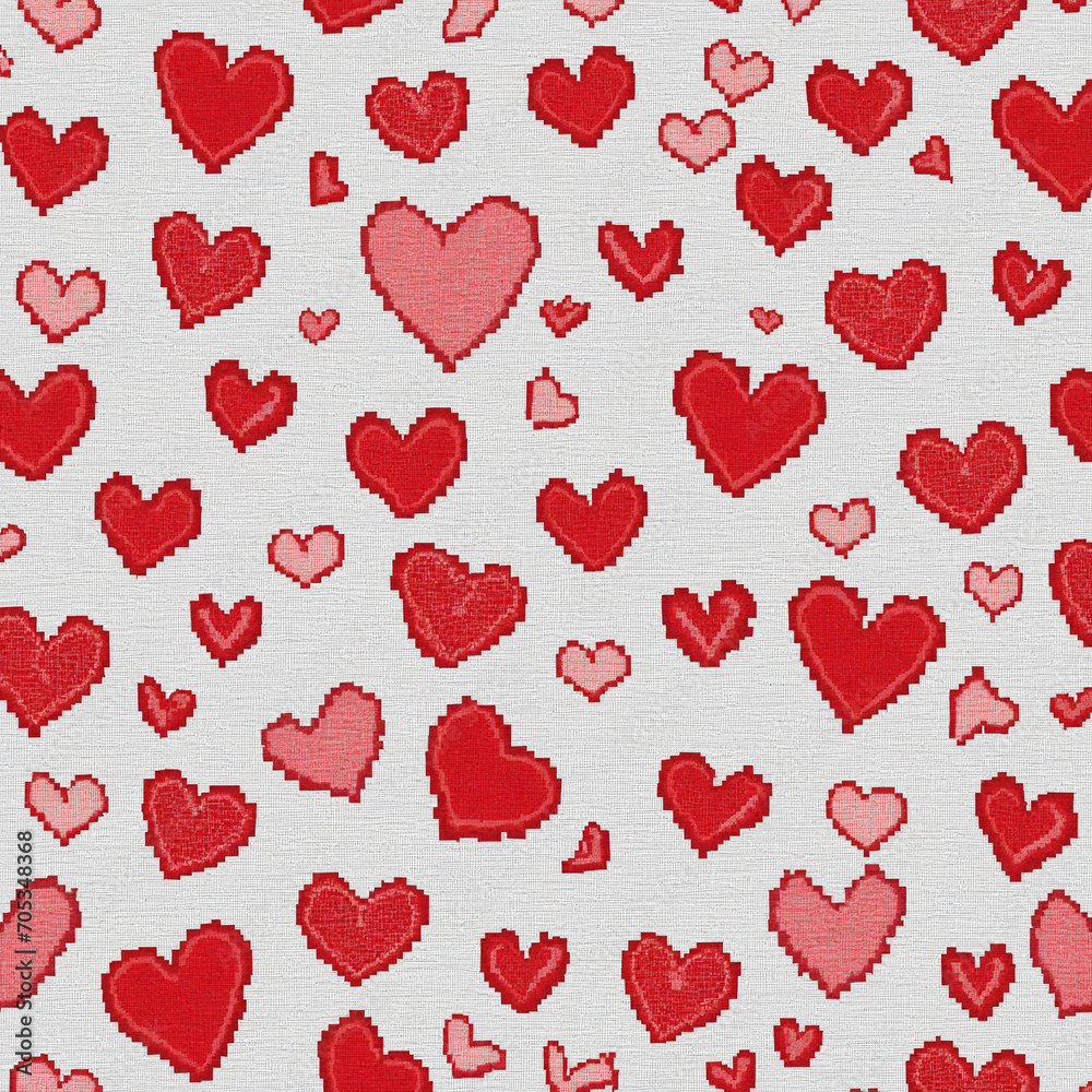 Valentine Heart Love Angel Seamless Pixel Cross Stitch Pattern