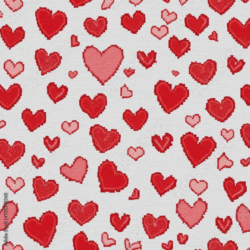 Valentine Heart Love Angel Seamless Pixel Cross Stitch Pattern