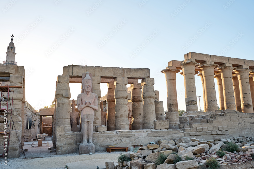 Luxor Temple in Luxor, ancient Thebes, Egypt. Luxor Temple is a large Ancient Egyptian temple complex located on the east bank of the Nile River