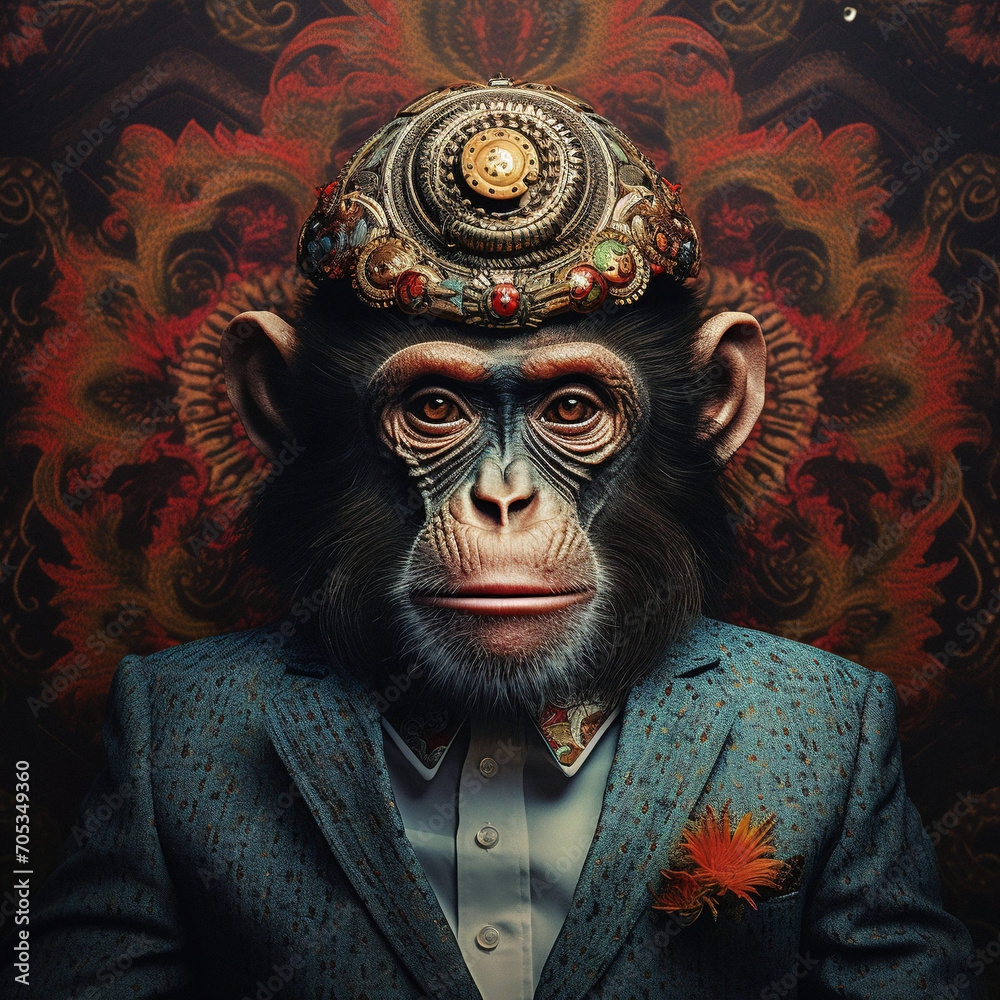 AI-Generated Psychedelic Monkey Portrait