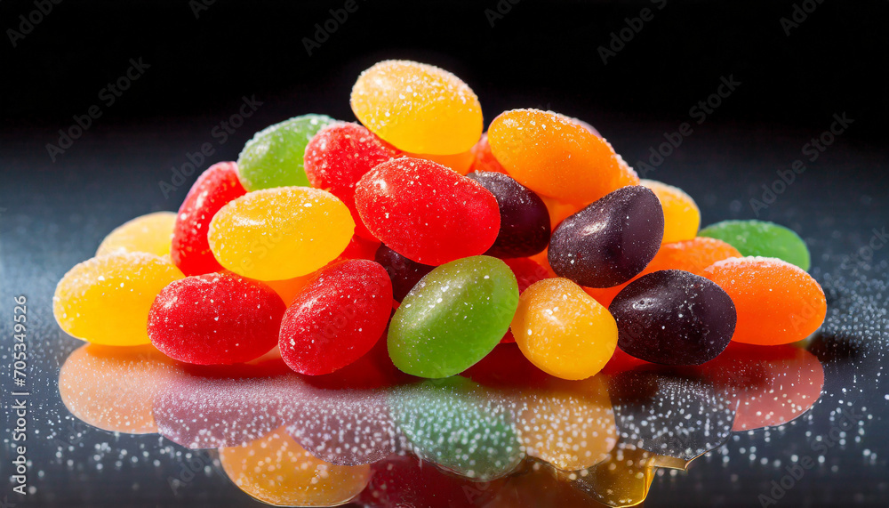 Jelly beans sprinkled with sugar, close-up