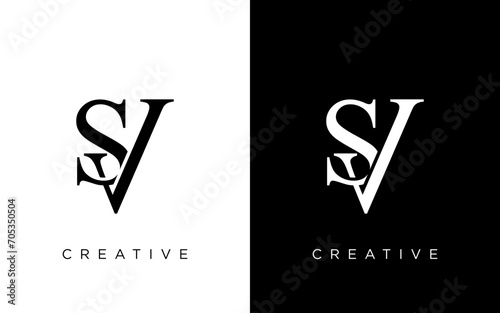 Letter SV or initial SV monogram logo design vector photo